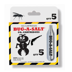 A new Bug-A-Salt SHRED-ER Kit pest control CO2 powered pistol kit in an open box, complete with donut-style shooting targets, safety glasses, and additional branding stickers.