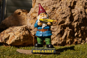 Garden Gnomes Using the Yellow Bug a salt Gun