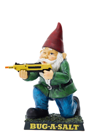 Garden Gnomes Using the Yellow Bug a salt Gun