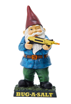 Garden Gnomes Using the Yellow Bug a salt Gun